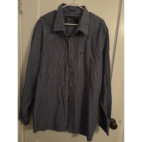 NWT American Eagle Mens XXXL Athlete Fit Pinstripe Long Sleeve Button Down Shirt - Picture 1 of 2
